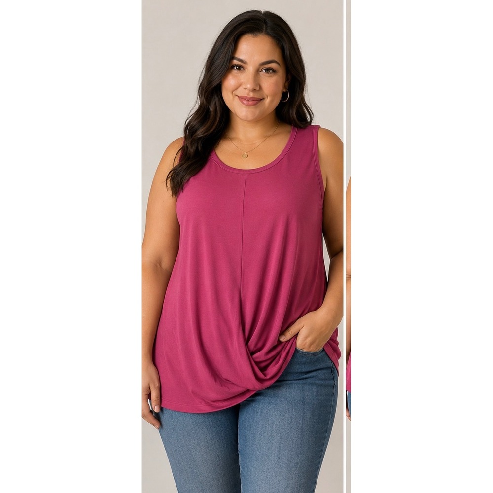 Lane Bryant 18/20 Berry Pink Knot Front Sleeveless Tank Top Plus Size Casual